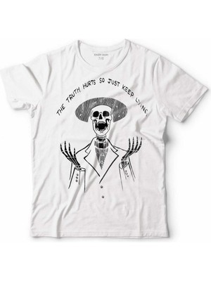 Kendim Seçtim The Truth Hurts Skull Skeleton Kuru Kafa Suit Çocuk Tişört Beyaz