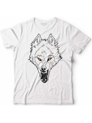 Kendim Seçtim Bozkurt Head Wolf Kurt Kafası Çocuk Tişört Beyaz