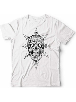 Kendim Seçtim Cadılar Bayramı Kuru Kafa Iskelet Halloween Çocuk Tişört Beyaz