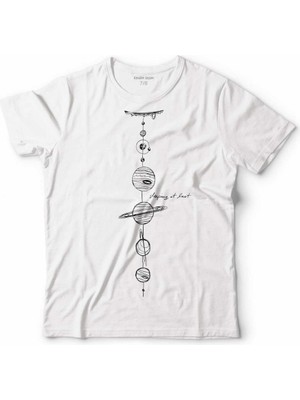 Kendim Seçtim Solar System Güneş Sistemi Gezegenler Nasa Çocuk Tişört Beyaz