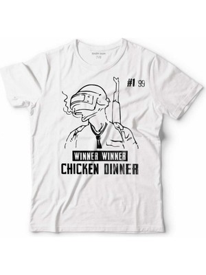 Kendim Seçtim Pubg Pub G Wınner Chıcken Dınner Çocuk Tişört Beyaz