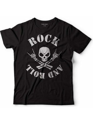 Kendim Seçtim Rockn Roll Symbol Rock Işareti Kuru Kafa Skull Çocuk Tişört Siyah