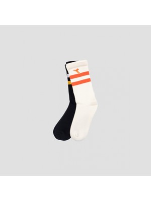 Diadora 2 Pack Striped Crew Socks W Krem Renk Siyah Kadın 2li Çorap - D202014-976