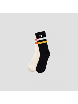 Diadora 2 Pack Striped Crew Socks W Krem Renk Siyah Kadın 2li Çorap - D202014-976