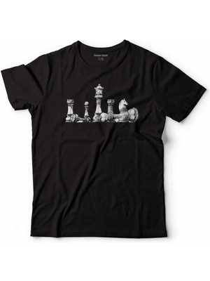 Kendim Seçtim Satranç Chess Kale Vezir At Santranç Çocuk Tişört Siyah