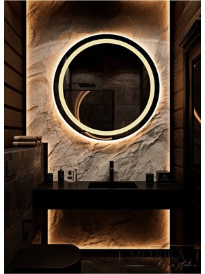 DNR 50 cm Günışığı Ledli Kumlamalı Yuvarlak Banyo Aynası Tuvalet Aynası