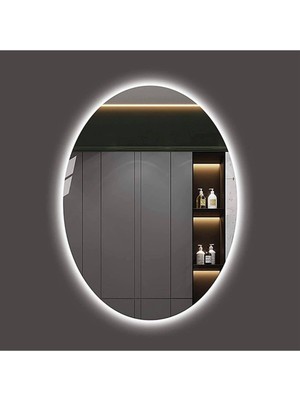 Dnr-Mirror40 x 60 cm Beyaz Ledli Elips Banyo Aynası Tuvalet Aynası
