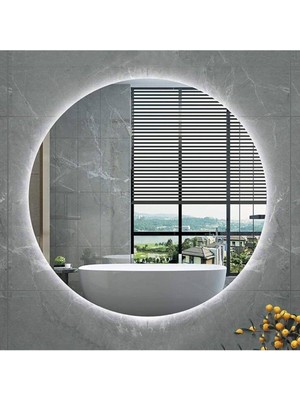 DNR 75 Cm Beyaz Ledli Yuvarlak Banyo Aynası Tuvalet Aynası