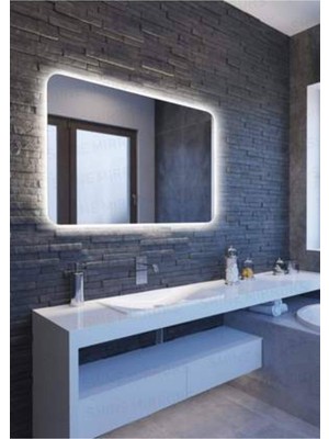 DNR 65x90 Cm Beyaz Ledli Dikdörtgen Banyo Aynası Tuvalet Aynası