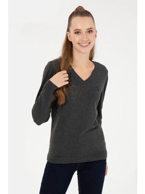 U.S. Polo Assn. Kadın Antrasit Triko Kazak 50251903-VR006