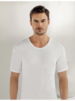 Şahinler Kısa Kollu Bisiklet Yaka Ribana Atlet Beyaz - E019