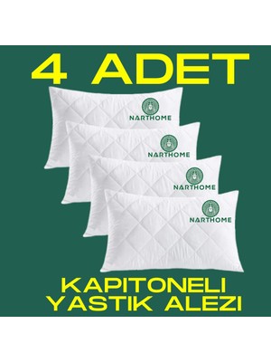 Nart Home Kapitoneli Yastık Alezi 4'li Pamuklu Fermuarlı Kapitone Yastık Koruyucu Yastık Kılıfı Kya4