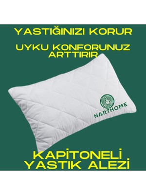 Nart Home Kapitoneli Yastık Alezi 4'li Pamuklu Fermuarlı Kapitone Yastık Koruyucu Yastık Kılıfı Kya4