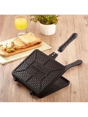Lavonni Ocakchef Döküm Ocak Üstü El Tost Makinesi 26x20 Cm Maxi Boy Çıtır Tost Tavası