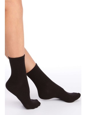 Meguca Socks Unisex Siyah Pamuklu Kolej Çorap Seti 5 Çift