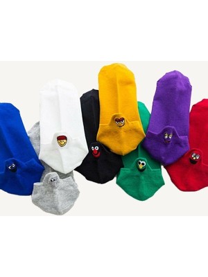 Meguca Socks Unisex Renkli Emoji Desenli Patik Çorap Seti 8 Çift