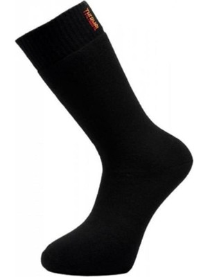 Meguca Socks Unisex Siyah Ultra Kalın Kışlık Termal Havlu Çorap 3 Çift