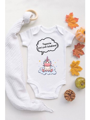 Tuğba Baby Teyze Seni Çok Özledim  Baskılı Pamuklı Zıbın