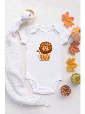 Tuğba Baby Tuğba Baby Bebek Aslan Baskılı Beyaz Çıtçıtlı Body
