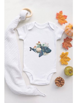 Tuğba Baby Tuğba Baby Beyaz Bebek Balina Baskılı Çıtçıtlı Body