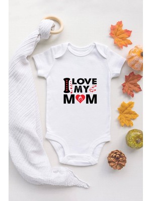 Tuğba Baby Tuğba Baby I Love My Mom  1 Baskılı Bebek Body Pamuklu Zıbın