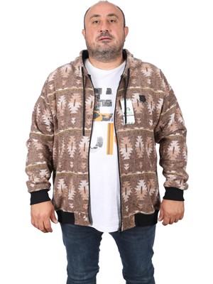 Moc Grande Mocgrande Kapüşonlu Sweatshirt Erkek Kahverengi Uzun Kol Modern Desenli 22221