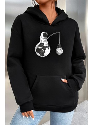 Trendypassion Unisex Uzay Temalı Baskılı Sweatshirt