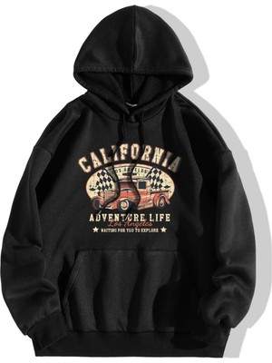 Trendypassion Unisex California Baskılı Kapüşonlu Sweatshirt