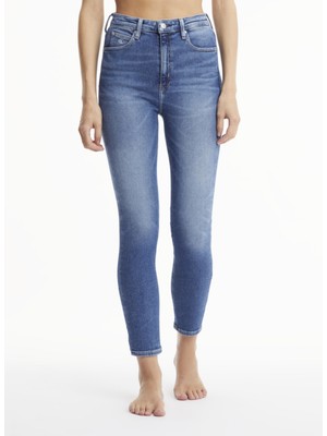 Calvin Klein Yüksek Bel Dar Paça Skinny Fit Koyu Mavi Kadın Denim Pantolon J20J2193111A4