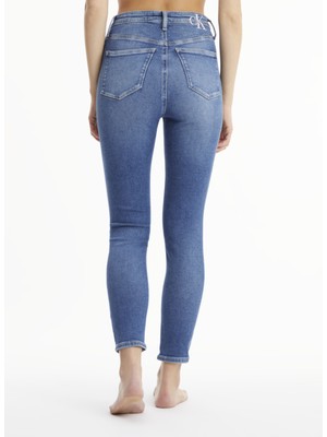 Calvin Klein Yüksek Bel Dar Paça Skinny Fit Koyu Mavi Kadın Denim Pantolon J20J2193111A4