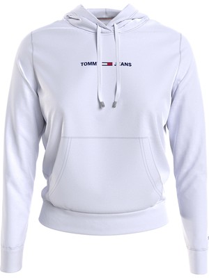 Tommy Jeans Kapüşon Yaka Beyaz Kadin Sweatshirt DW0DW10132YBR