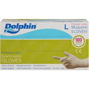Dolphin Lateks Pudralı Eldiven Large 100'lü