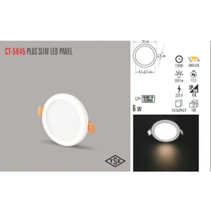 CT-5645 6W/3200K PLUS LED PANEL ARMATÜR(G.IŞIĞI-12ADET) CATA