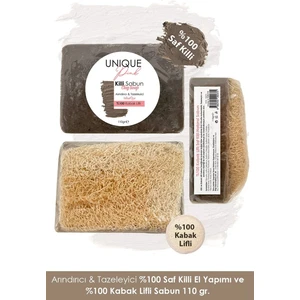 Unique Pink El Yapımı %100 Saf Killi ve %100 Kabak Lifli Sabun 110 gr