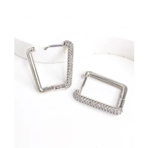 New Obsessions Anı Yaşa Dikdörtgen Gömme Taşlı Huggie Küpe