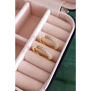 New Obsessions Anı Yaşa Halka Gömme Taşlı Huggie Küpe