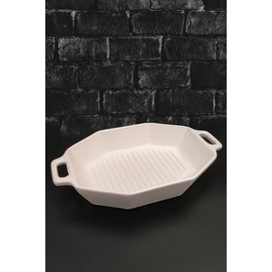 Seramik Fırın Kabı Sekizgen Çift Kulplu Izgara Fırın Tepsisi