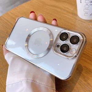 M.TK Moveteck Apple Iphone 13 Pro Kılıf Manyetik Kaplama Magsafe Uyumlu Parlak Kare Kenarlı Kapak
