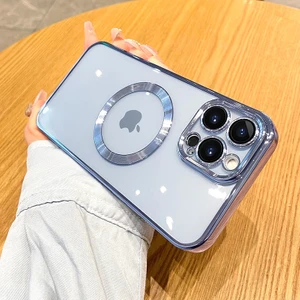 M.TK Moveteck Apple Iphone 12 Pro Max Kılıf Manyetik Kaplama Magsafe Uyumlu Parlak Kare Kenarlı Kapak