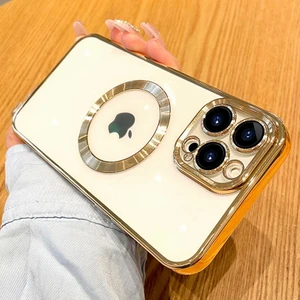 M.TK Moveteck Apple Iphone 12 Pro Max Kılıf Manyetik Kaplama Magsafe Uyumlu Parlak Kare Kenarlı Kapak
