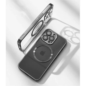 M.TK Moveteck Iphone 11 Pro Max Kılıf Kamera Lens Çıkıntı Koruma Kenarı Parlak Magsafe Magnetik Şeffaf