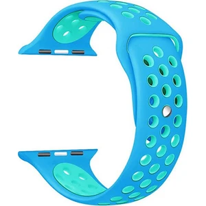 Apple Watch Series (Tüm Seriler) 38-40-41 mm Uyumlu Delikli Silikon Kordon Mavi Turkuaz (S)