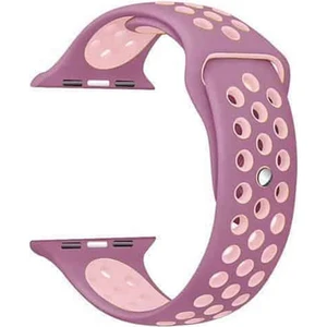 Apple Watch Series (Tüm Seriler) 38-40-41 mm Uyumlu Delikli Silikon Kordon Lila Pembe (S)