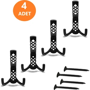 4 Adet Metal Mat Siyah Büyük Askılık