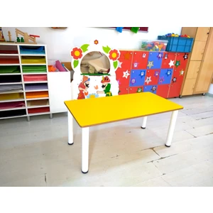 Anaokulu Market Dikdörtgen Ahşap Anaokulu Kreş Çocuk Çalışma Masası Sarı 60X120
