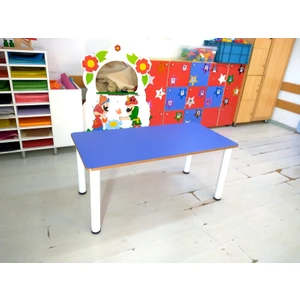 Anaokulu Market Dikdörtgen Ahşap Anaokulu Kreş Çocuk Çalışma Masası Mavi 60X120