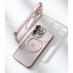 M.TK Moveteck Iphone 12 Pro Max Kılıf Kamera Lens Çıkıntı Koruma Kenarı Parlak Magsafe Magnetik Şeffaf