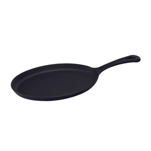 Döküm Oval Fajita Tabağı Döküm Demir Yekpare Saplı Ölçü 17x23cm.