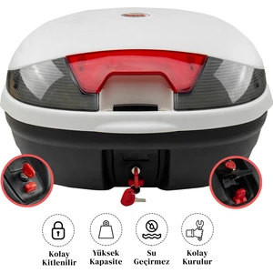 Motorsiklet Arka Çanta 46LT  Büyük Boy  Beyaz