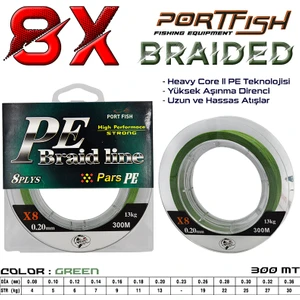 Port Fish Pars 8 Kat Ip Misina 300 mt Yeşil 0,14